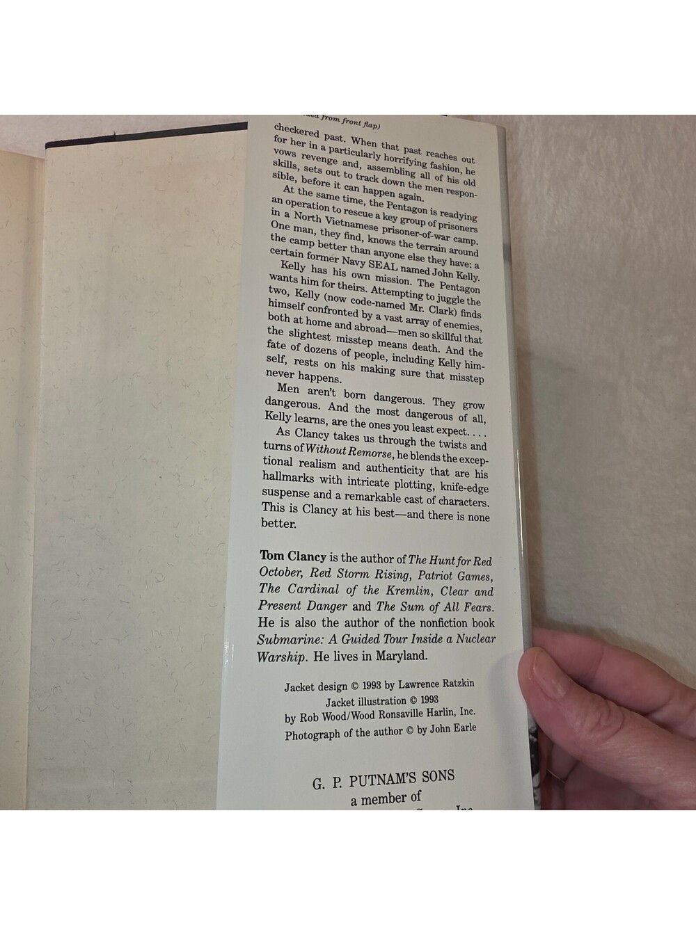 First Edition, First Printing of Without Remorse by Tom Clancy! - Picture 5 of 7